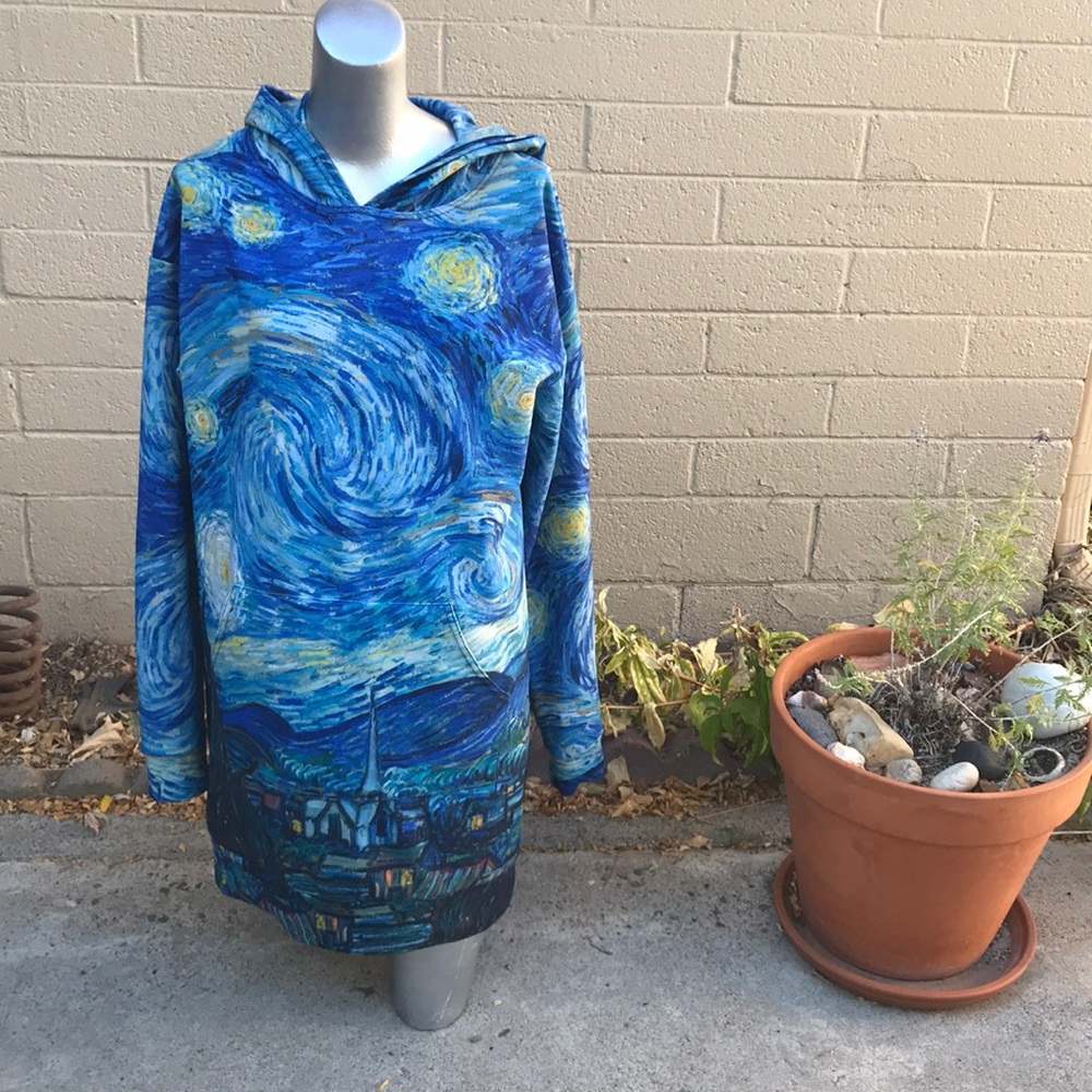 Black Milk Starry Night Slouchy sz. L hoodie dress